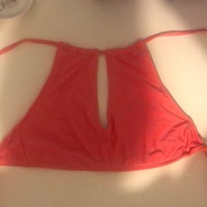 Coral high neck key hole bikini top
